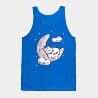 Kawaii Cat Sleeping on the Moon Tank Top